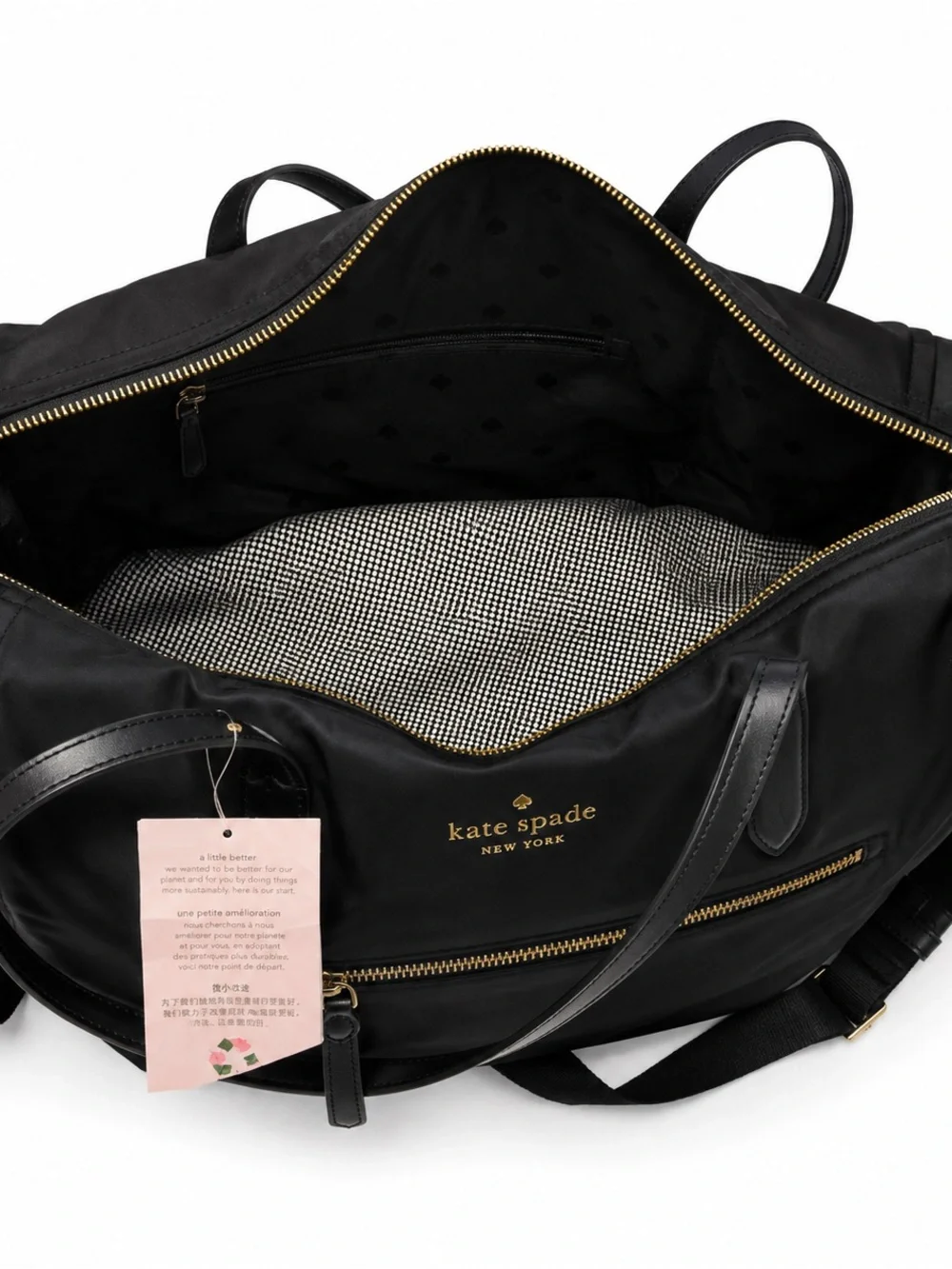 kate spade Black Nylon duffle with Gold Hardware